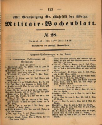 Militär-Wochenblatt Samstag 11. Juli 1846