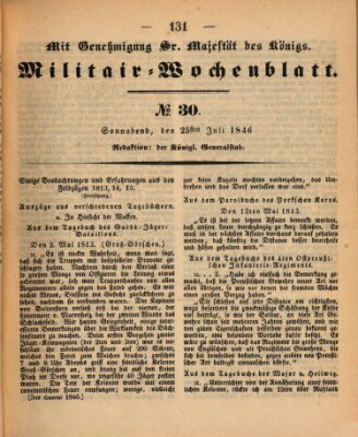 Militär-Wochenblatt Samstag 25. Juli 1846
