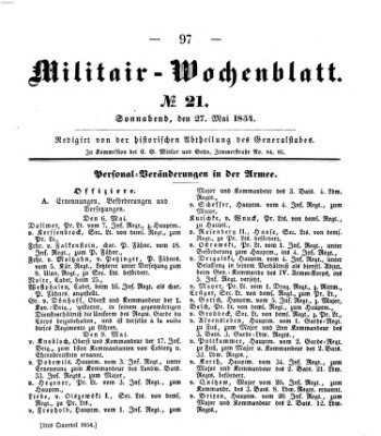 Militär-Wochenblatt Samstag 27. Mai 1854