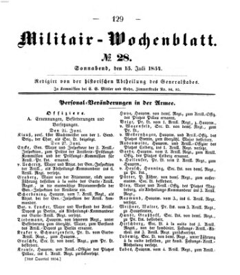Militär-Wochenblatt Samstag 15. Juli 1854