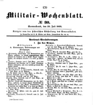 Militär-Wochenblatt Samstag 29. Juli 1854