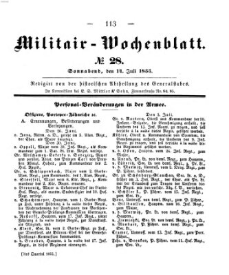 Militär-Wochenblatt Samstag 14. Juli 1855