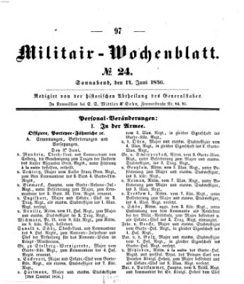 Militär-Wochenblatt Samstag 14. Juni 1856