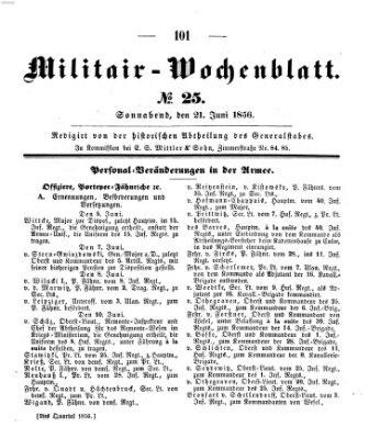 Militär-Wochenblatt Samstag 21. Juni 1856