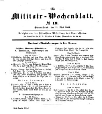 Militär-Wochenblatt Samstag 11. Mai 1861