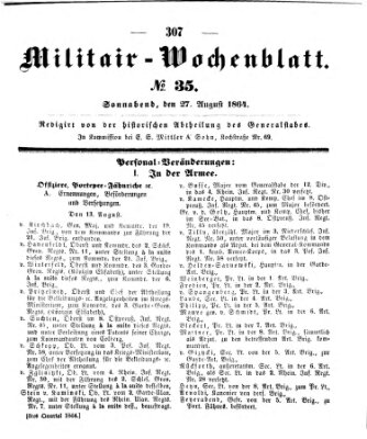 Militär-Wochenblatt Samstag 27. August 1864