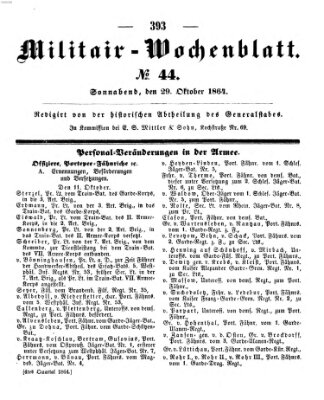 Militär-Wochenblatt Samstag 29. Oktober 1864