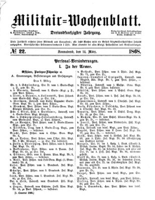 Militär-Wochenblatt Samstag 14. März 1868