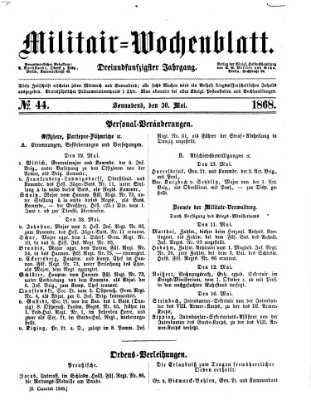 Militär-Wochenblatt Samstag 30. Mai 1868