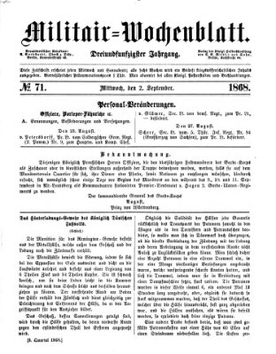 Militär-Wochenblatt Mittwoch 2. September 1868