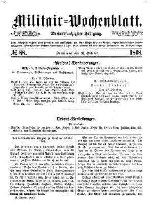 Militär-Wochenblatt Samstag 31. Oktober 1868