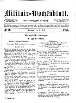 Militär-Wochenblatt Mittwoch 21. Juli 1869
