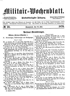 Militär-Wochenblatt Samstag 16. Juli 1870