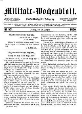 Militär-Wochenblatt Freitag 26. August 1870