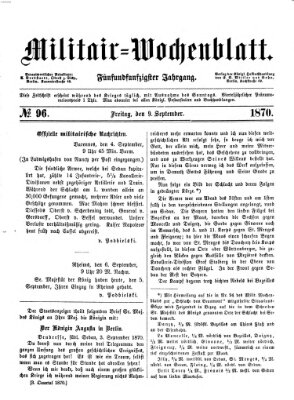 Militär-Wochenblatt Freitag 9. September 1870
