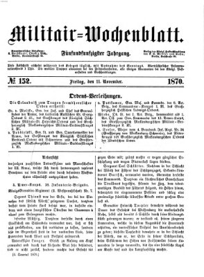 Militär-Wochenblatt Freitag 11. November 1870