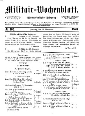 Militär-Wochenblatt Sonntag 27. November 1870