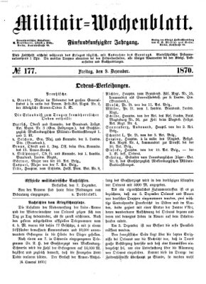 Militär-Wochenblatt Freitag 9. Dezember 1870