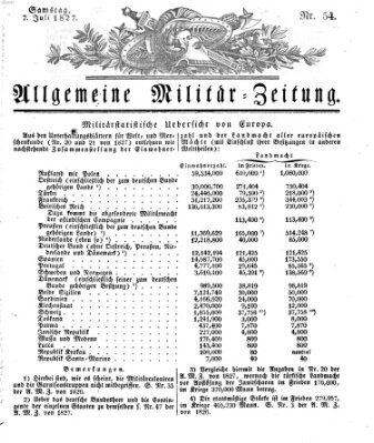 Allgemeine Militär-Zeitung Samstag 7. Juli 1827