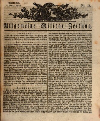Allgemeine Militär-Zeitung Mittwoch 3. März 1830