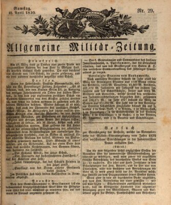 Allgemeine Militär-Zeitung Samstag 10. April 1830