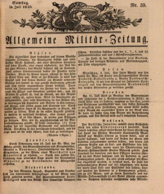 Allgemeine Militär-Zeitung Samstag 24. Juli 1830