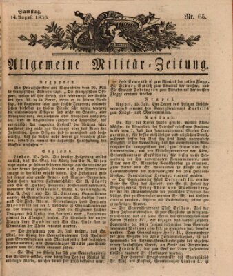 Allgemeine Militär-Zeitung Samstag 14. August 1830