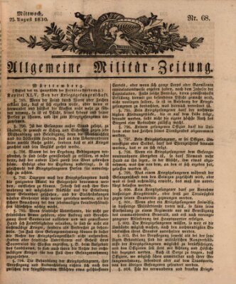 Allgemeine Militär-Zeitung Mittwoch 25. August 1830