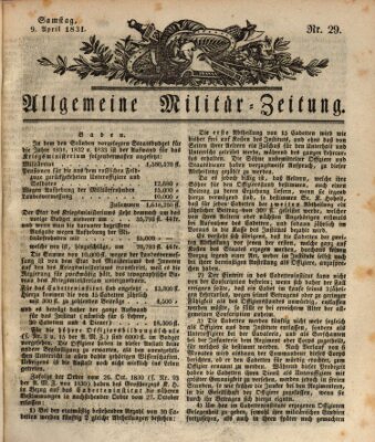 Allgemeine Militär-Zeitung Samstag 9. April 1831