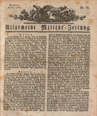 Allgemeine Militär-Zeitung Samstag 1. Oktober 1831