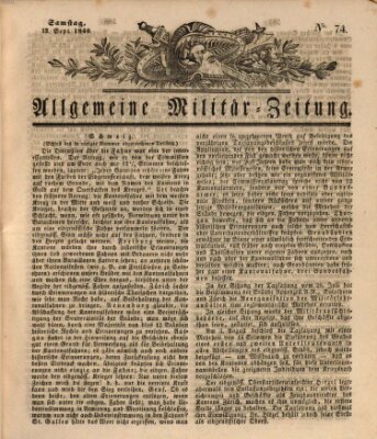 Allgemeine Militär-Zeitung Samstag 12. September 1840