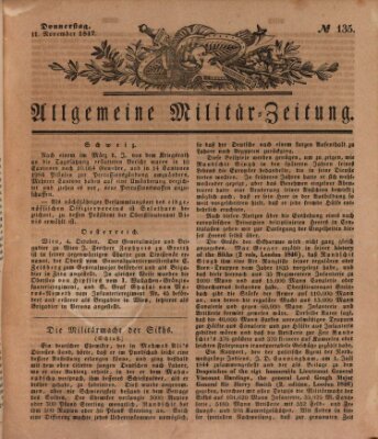 Allgemeine Militär-Zeitung Donnerstag 11. November 1847