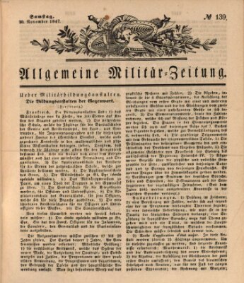Allgemeine Militär-Zeitung Samstag 20. November 1847
