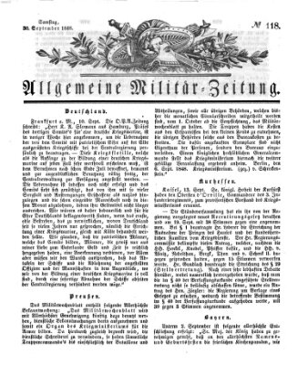 Allgemeine Militär-Zeitung Samstag 30. September 1848