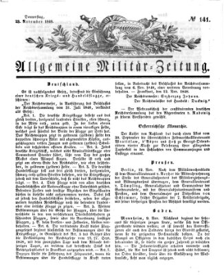 Allgemeine Militär-Zeitung Donnerstag 23. November 1848