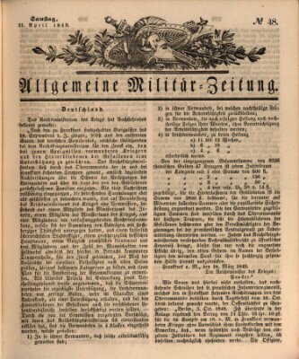 Allgemeine Militär-Zeitung Samstag 21. April 1849