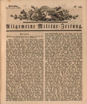 Allgemeine Militär-Zeitung Donnerstag 22. November 1849