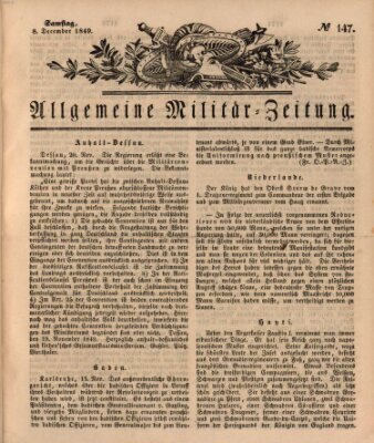 Allgemeine Militär-Zeitung Samstag 8. Dezember 1849