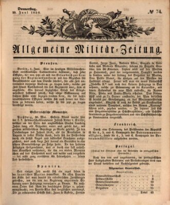 Allgemeine Militär-Zeitung Donnerstag 20. Juni 1850