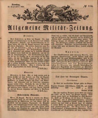 Allgemeine Militär-Zeitung Samstag 21. September 1850