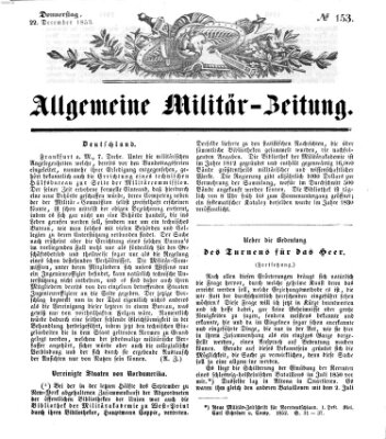 Allgemeine Militär-Zeitung Donnerstag 22. Dezember 1853