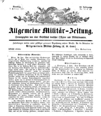 Allgemeine Militär-Zeitung Samstag 7. Februar 1857