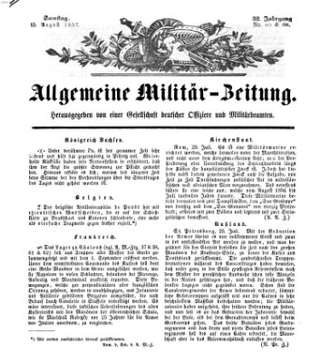 Allgemeine Militär-Zeitung Samstag 15. August 1857