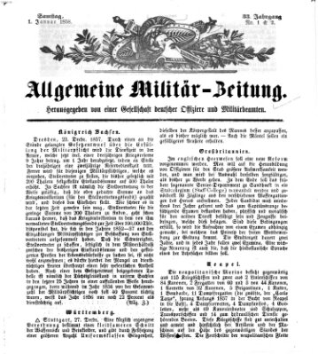 Allgemeine Militär-Zeitung Freitag 1. Januar 1858