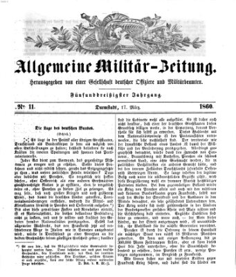 Allgemeine Militär-Zeitung Samstag 17. März 1860