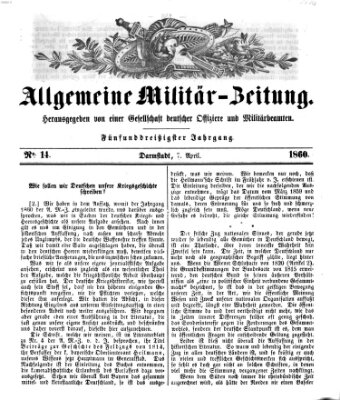 Allgemeine Militär-Zeitung Samstag 7. April 1860
