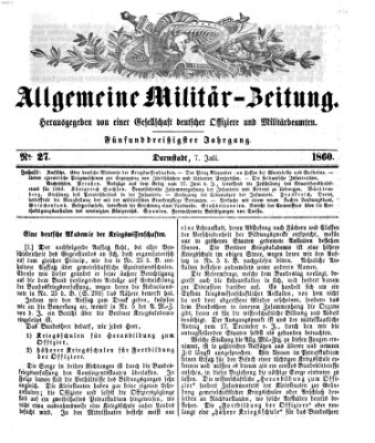 Allgemeine Militär-Zeitung Samstag 7. Juli 1860