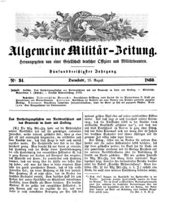 Allgemeine Militär-Zeitung Samstag 25. August 1860