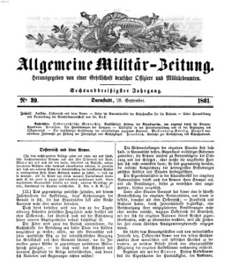 Allgemeine Militär-Zeitung Samstag 28. September 1861