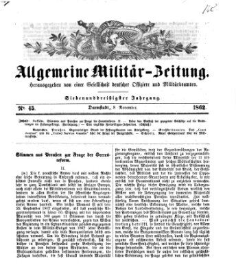 Allgemeine Militär-Zeitung Samstag 8. November 1862